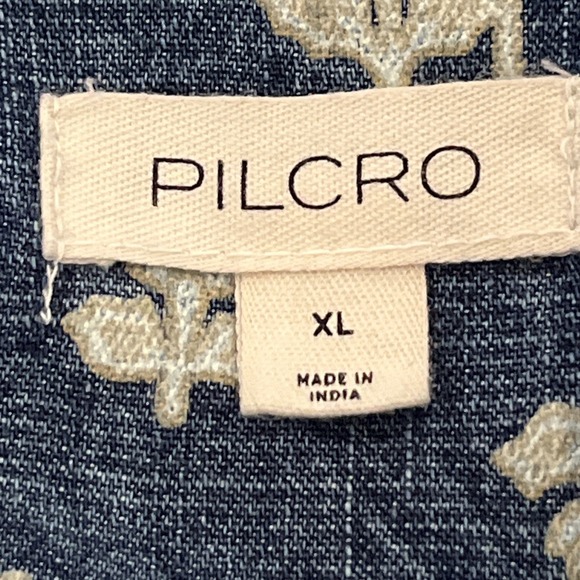 Anthropologie Pilcro Womens Aly Puff Sleeve Blouse Blue Denim Cotton Boho Top XL - Picture 13 of 16